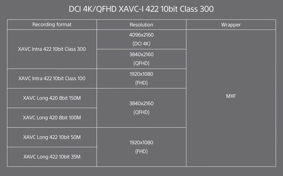 sony fx6 recording formats